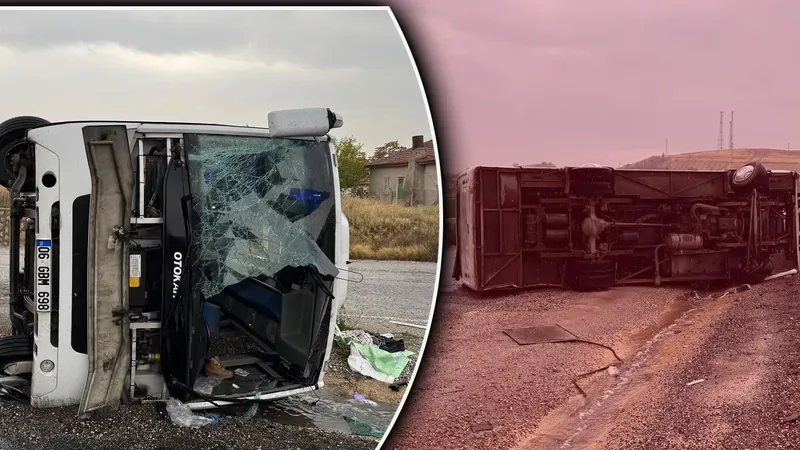Kırıkkale’de işçi servisi devrildi! 15 yaralı