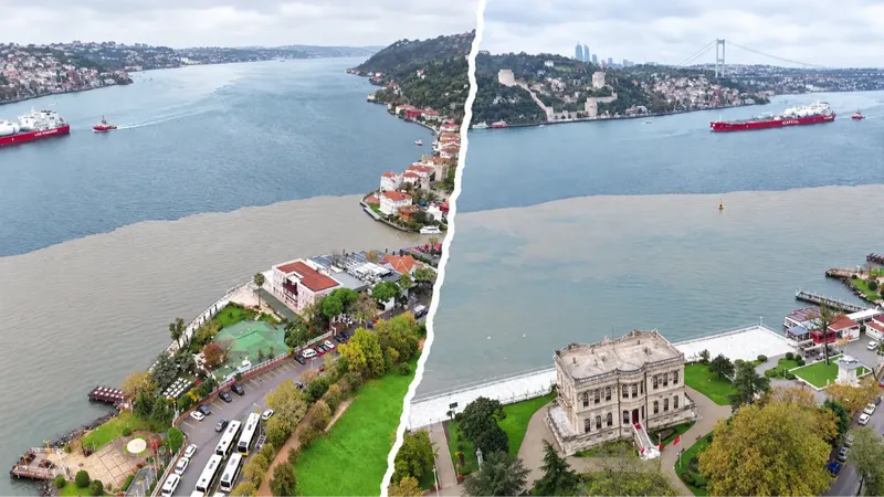 İstanbul'da sağanak hayatı felç etti! Boğaz iki renge büründü