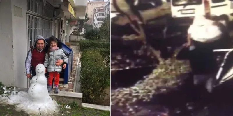 Kartal'da pes dedirten hırsızlık; Kardan adam çalındı