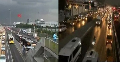 İstanbul'da gündüzün geceye döndüğü an