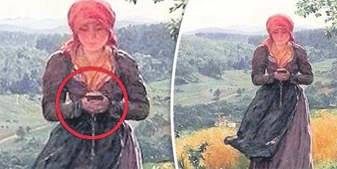 Akıllı telefonlu kız tablosu gerçeği