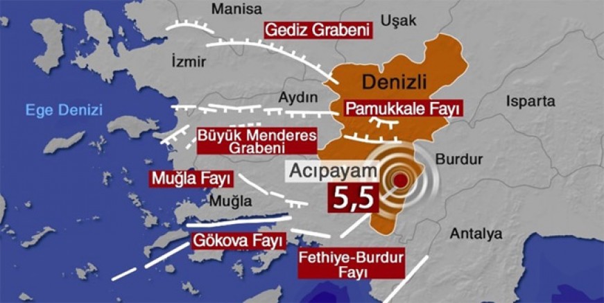 Denizli'de 5.5 büyüklüğünde deprem!