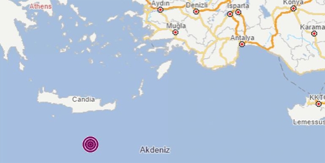 Akdeniz'de 4,7 büyüklüğünde deprem