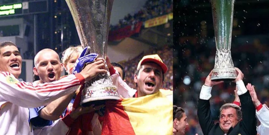Galatasaray UEFA Kupası zaferini kutluyor