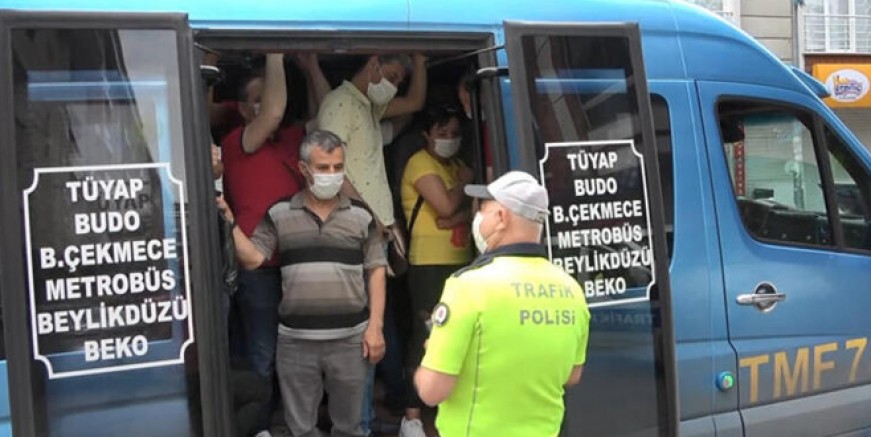 Esenyurt'ta minibüsten 35 yolcu çıktı