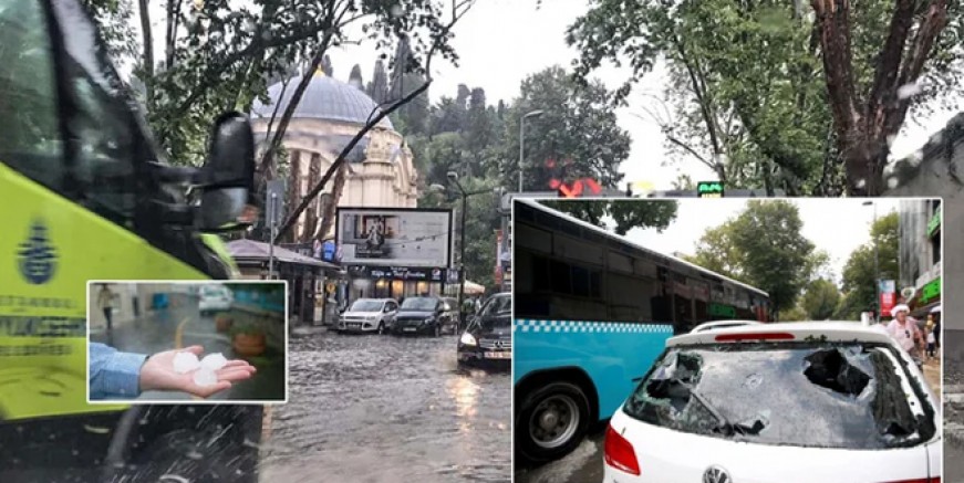 İstanbul'u dolu ve yağmur fena vurdu