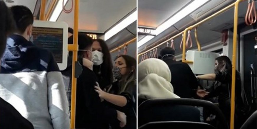 Metroda 'neden sarılıyorsunuz' kavgası