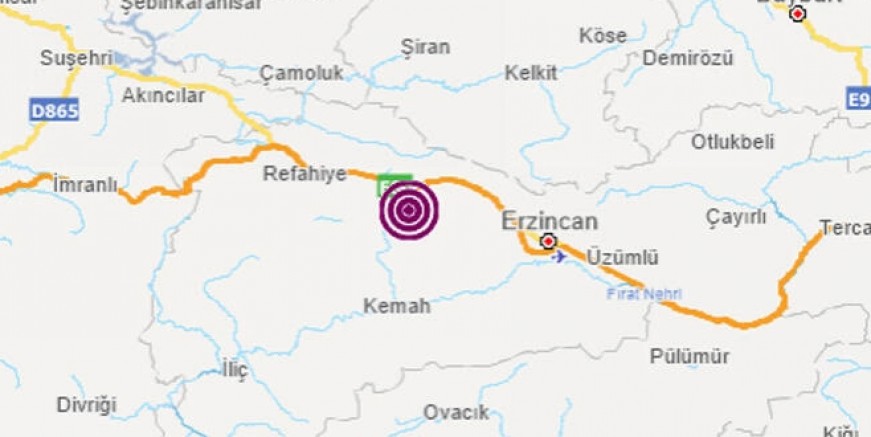 Erzincan'da 4.3 büyüklüğünde deprem