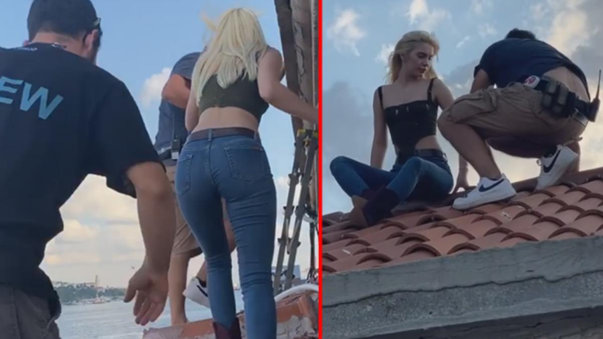 Aleyna Tilki Kız Kulesi'nin çatısına çıktı