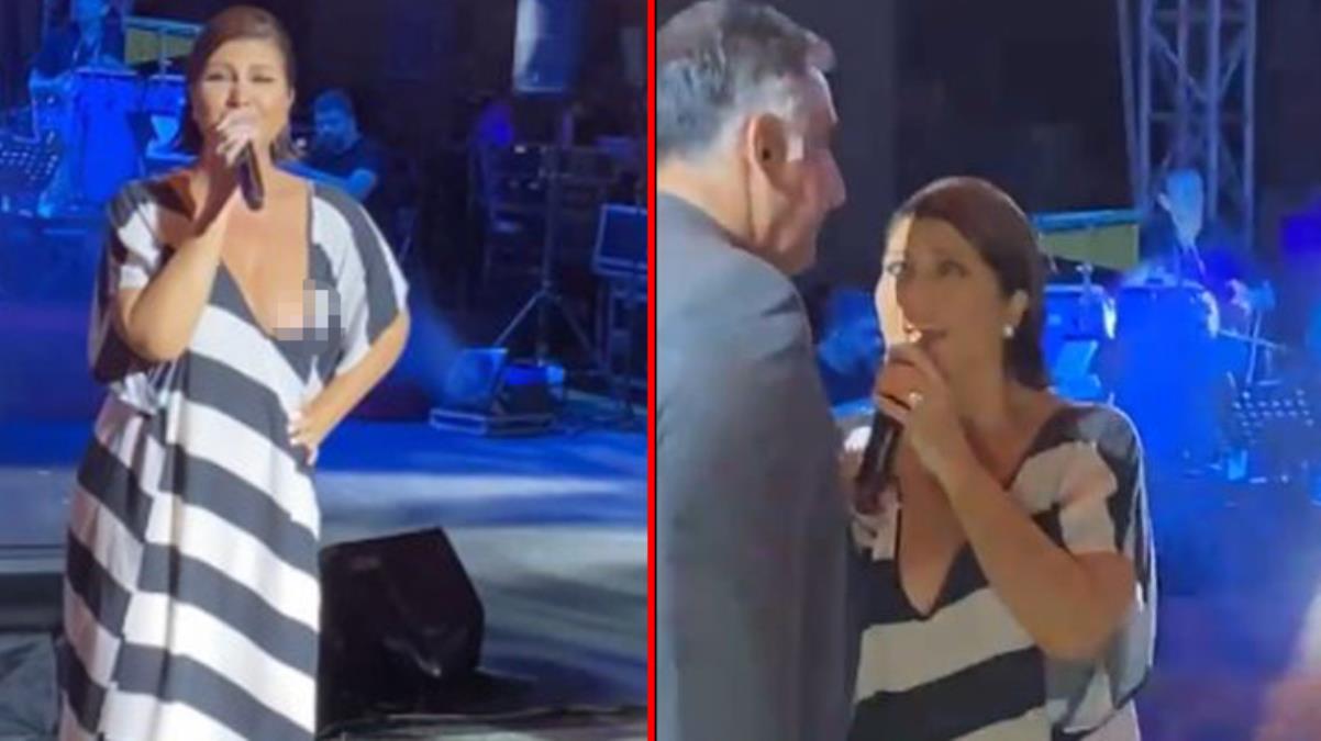 Sibel Can'ın konserde göğsü açıldı
