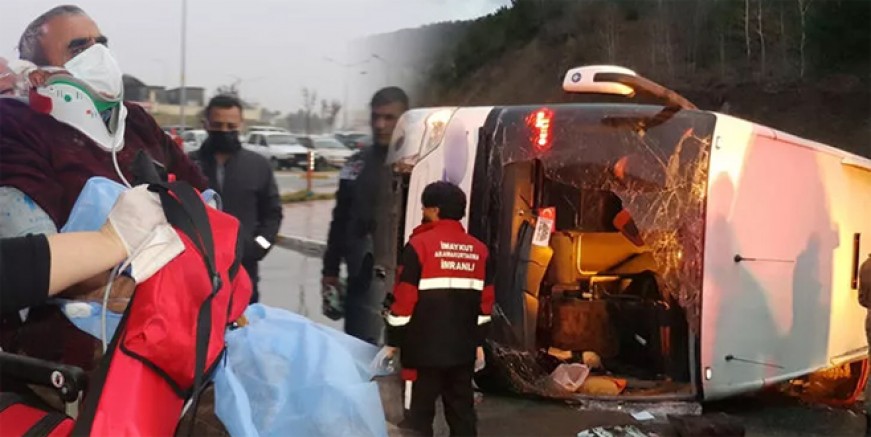 Erzincan'da yolcu otobüsü devrildi! 22 yaralı