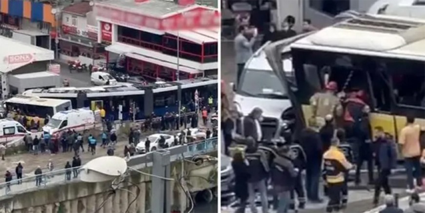 İstanbul'da tramvay ile İETT otobüsü çarpıştı