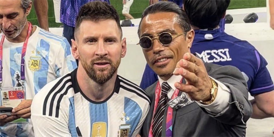 Nusret Lionel Messi'yi fena sıkıştırdı!