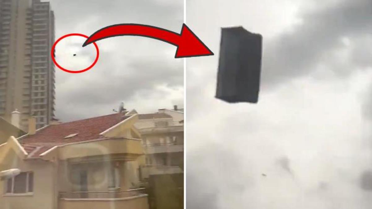 Başkentteki fırtınada koca koltuk kağıt gibi uçtu