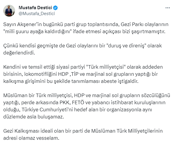 Akşener'in Gezi parkı olaylarıyla ilgili
