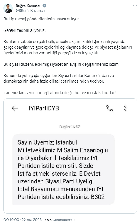 İYİ Parti'de SMS krizi! Üyelere gönderilen 
