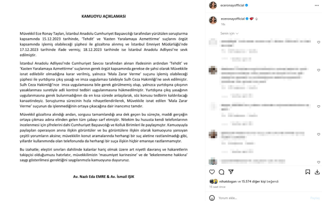 Serbest bırakılan fenomen Ece Ronay sessizliğini bozdu: Eski eşim dahil herkesi affettim