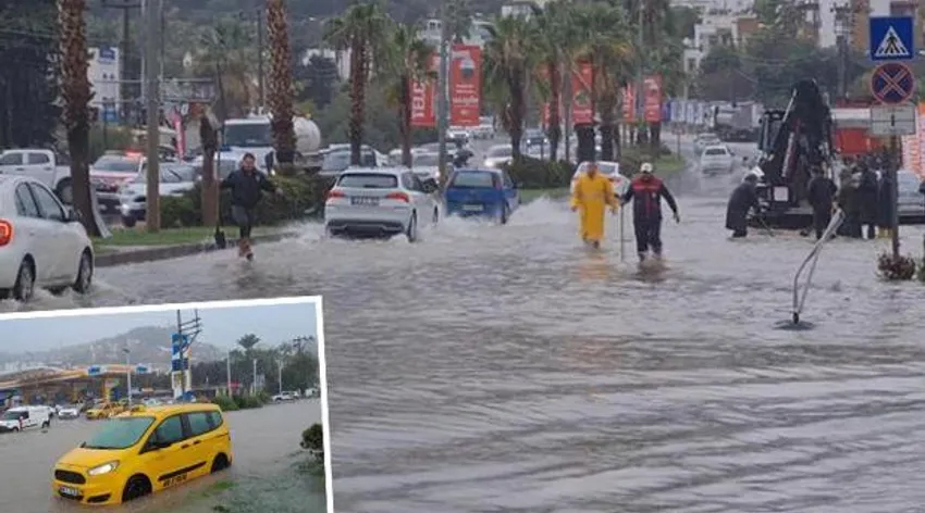 Bodrum'da şiddetli sağanak!