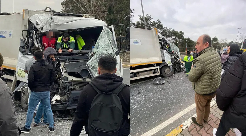 İETT otobüsü ve çöp kamyonu çarpıştı: 1'i ağır 2 yaralı
