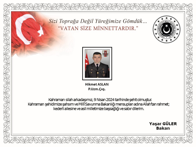 Pençe-Kilit Operasyonu bölgesinde 1 askerimiz şehit oldu