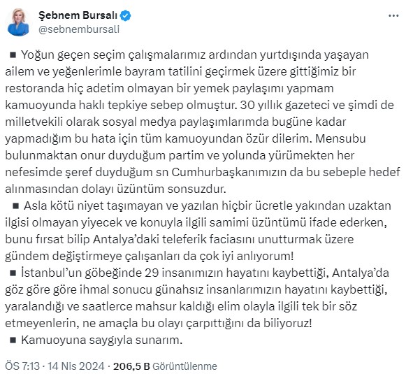 AK Parti Milletvekili Şebnem Bursalı'dan 