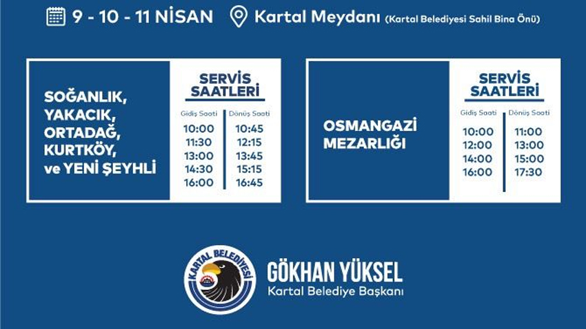 Kartal Belediyesi’nden Ramazan Bayramı’nda mezarlıklara ücretsiz ulaşım hizmeti
