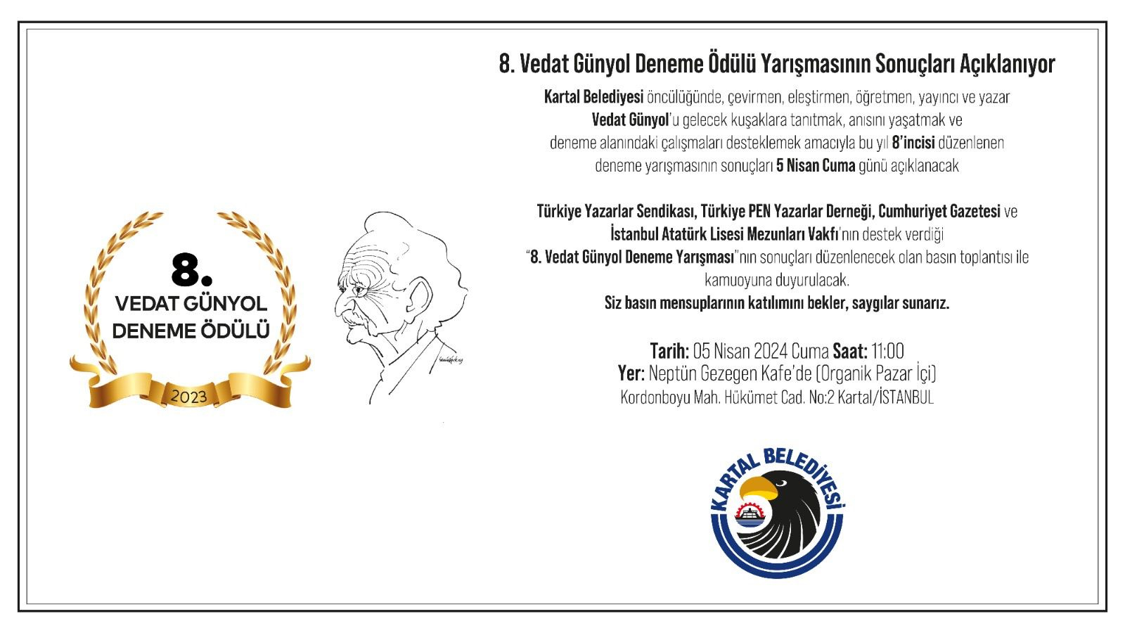 8.Vedat Günyol deneme ödülü yarışmasının kazananları 5 Nisan’da açıklanacak