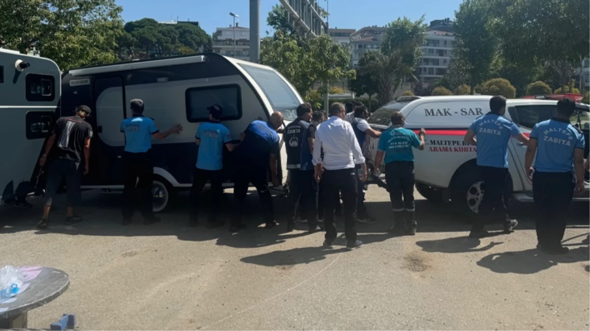 Maltepe Sahili'nde karavan operasyonu