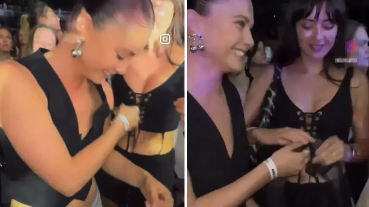 Sütyenini çıkarıp sahnedeki sanatçıya fırlattı