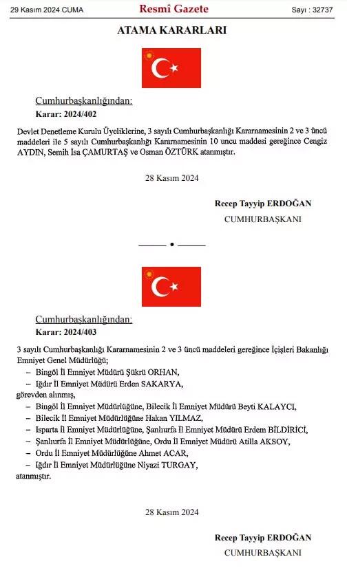 Atama kararları belli oldu: 6 ilin emniyet müdürü değişti