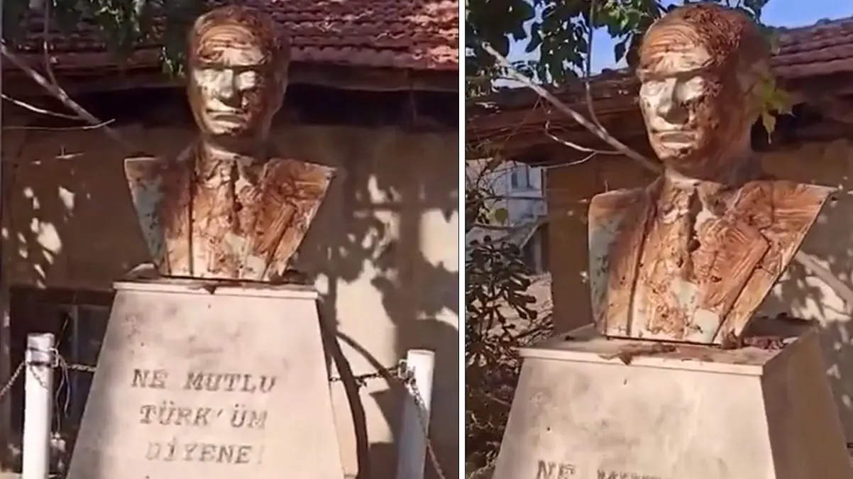 İzmir'de Atatürk büstlerine çirkin saldırı