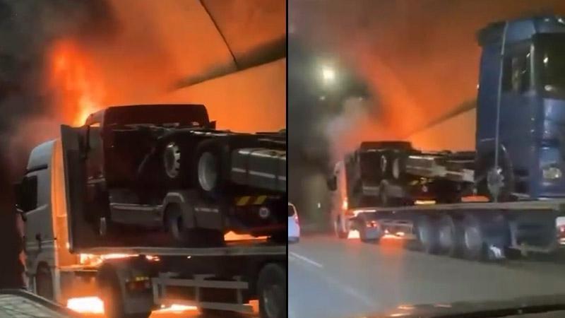 Sabiha Gökçen Tüneli'nde TIR yangını