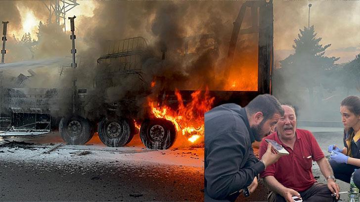 Nevşehir'de sünger yüklü TIR alev aldı