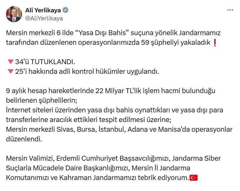 6 ilde 'yasa dışı bahis' operasyonu; 34 şüpheli tutuklandı