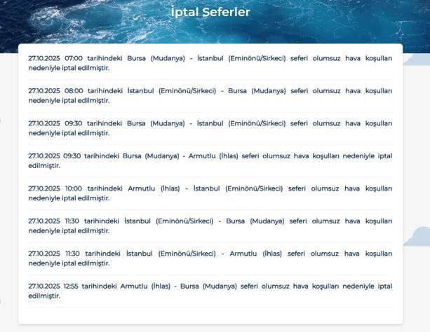 BUDO'nun 8 seferi iptal edildi