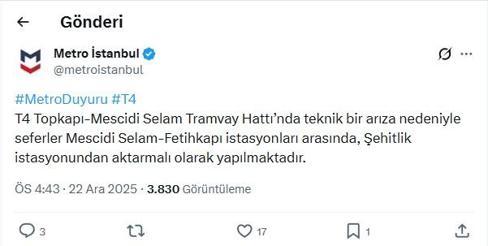 Topkapı'da tramvay raydan çıktı; yolcular tahliye edildi