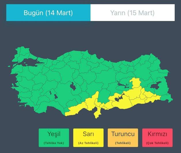 İçişleri Bakanlığı'ndan 'sağanak' ve 'fırtına' uyarısı
